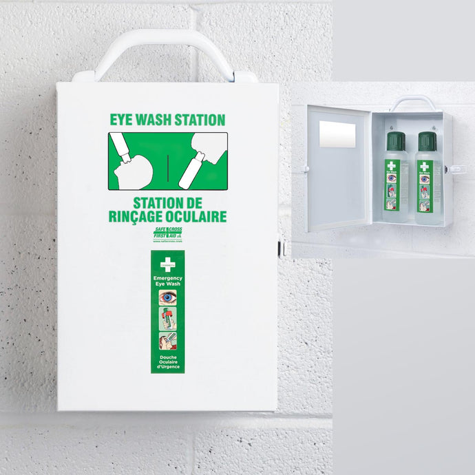 EYE WASH METAL STATION, with 2 CEDERROTH 500 mL EYE WASH